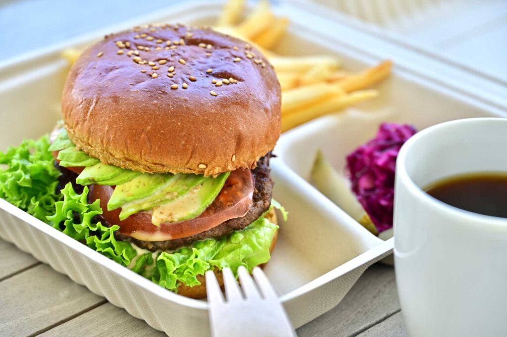 ハンバーガーのアップ